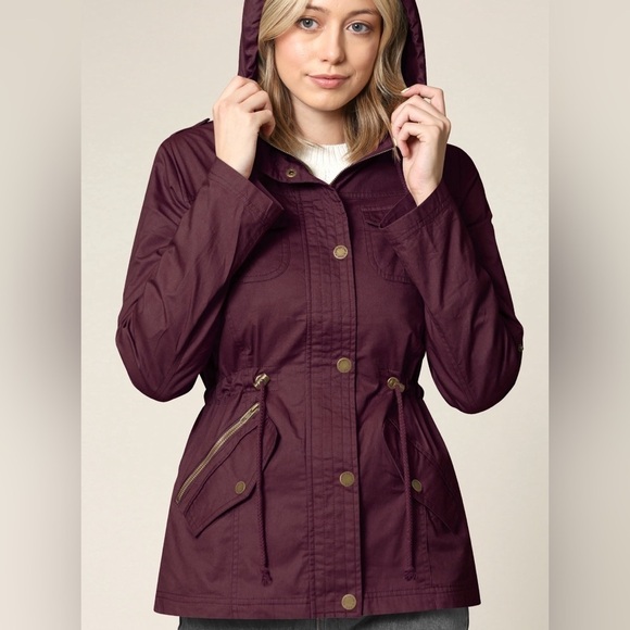 NWOT Made by Johnny Women's Pop of Color Anorak Parka Jacket WINE • XXL - Picture 3 of 4
